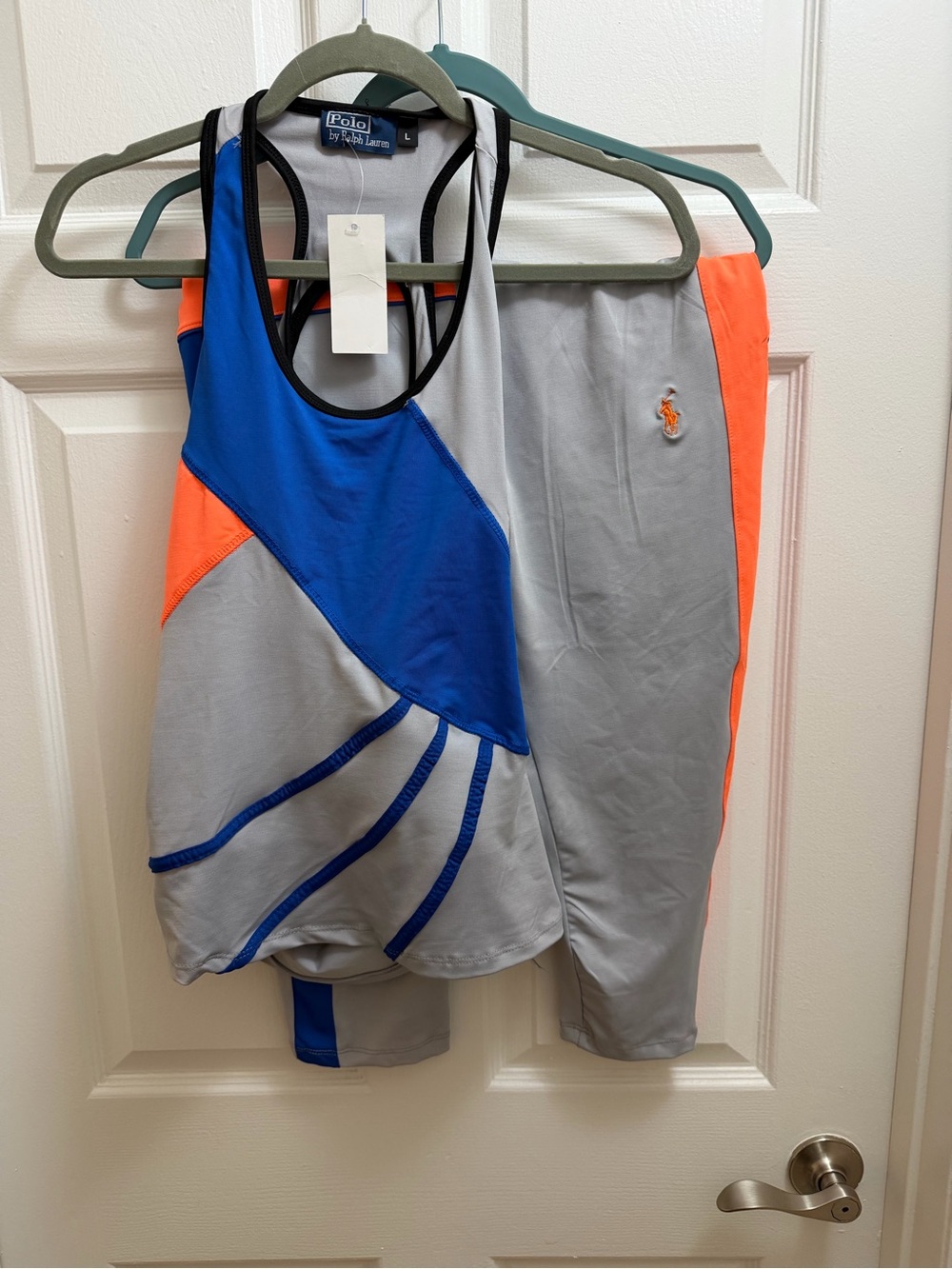 NWT Vintage Polo Ralph Lauren Colorblock Athletic Set Tank Pants Women L
